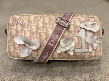 Christian Dior Shoulder Bag Purse Trotter No.1 Canvas Pink Authentic