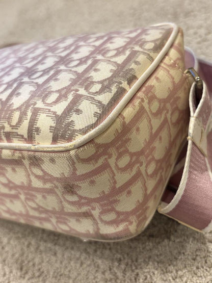 Christian Dior Shoulder Bag Purse Trotter No.1 Canvas Pink Authentic