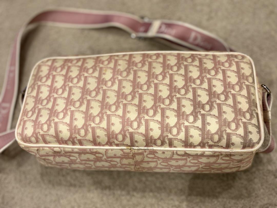 Christian Dior Shoulder Bag Purse Trotter No.1 Canvas Pink Authentic