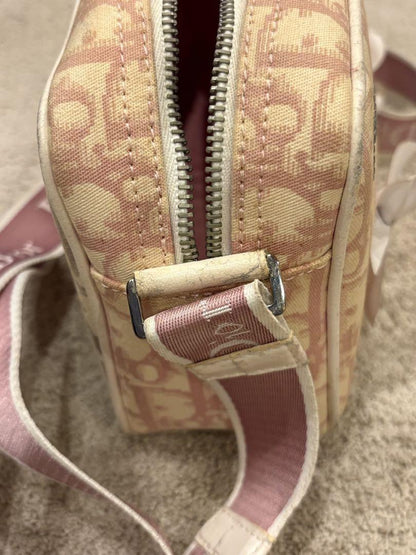Christian Dior Shoulder Bag Purse Trotter No.1 Canvas Pink Authentic