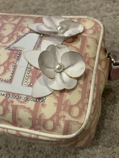 Christian Dior Shoulder Bag Purse Trotter No.1 Canvas Pink Authentic