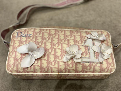 Christian Dior Shoulder Bag Purse Trotter No.1 Canvas Pink Authentic