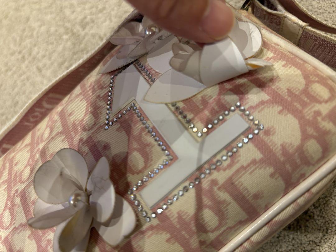 Christian Dior Shoulder Bag Purse Trotter No.1 Canvas Pink Authentic