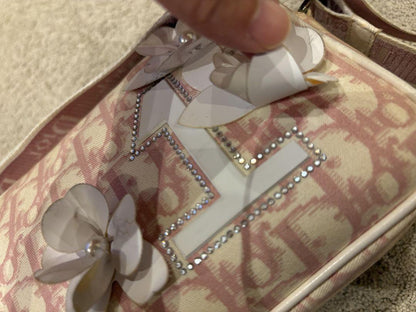 Christian Dior Shoulder Bag Purse Trotter No.1 Canvas Pink Authentic