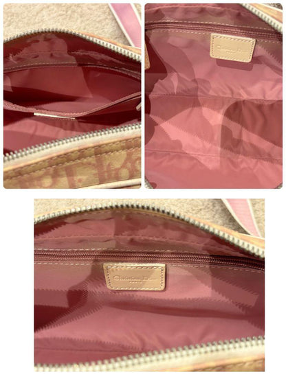 Christian Dior Shoulder Bag Purse Trotter No.1 Canvas Pink Authentic