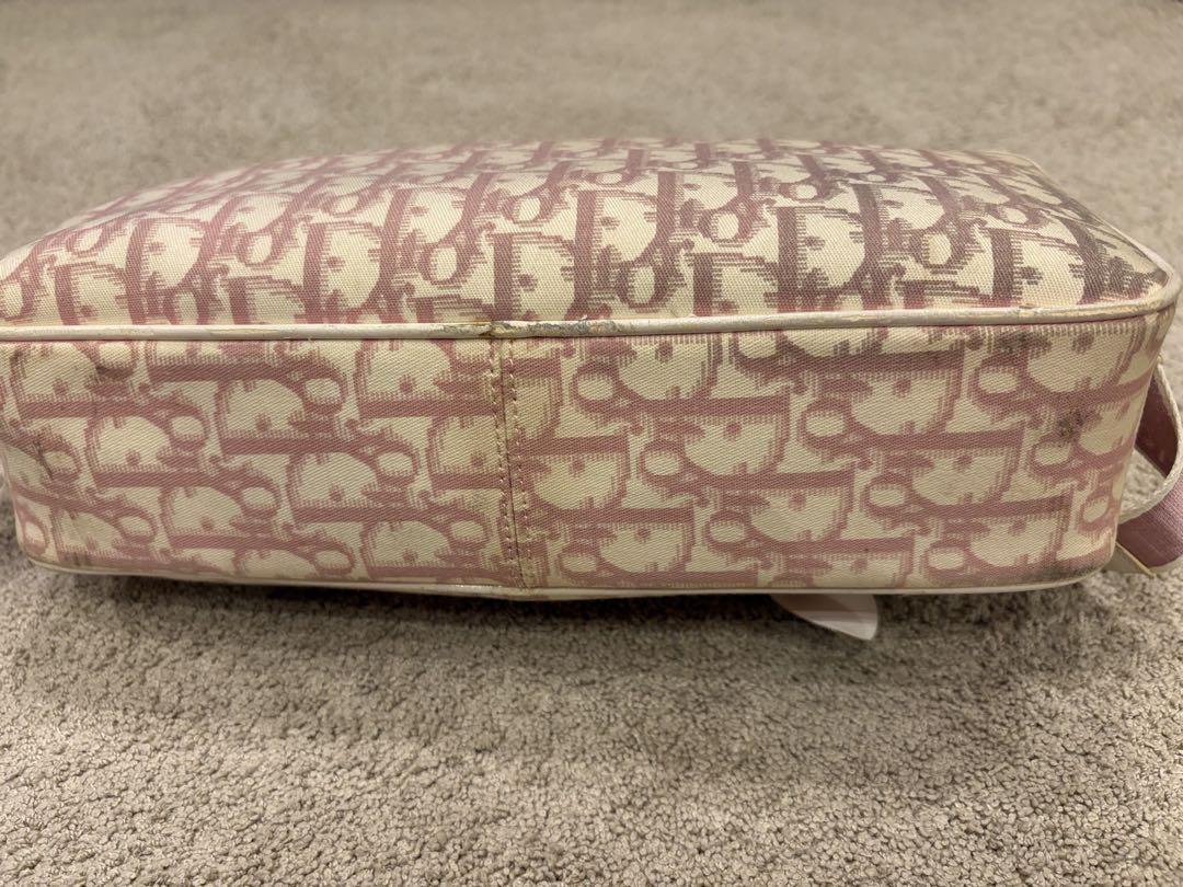 Christian Dior Shoulder Bag Purse Trotter No.1 Canvas Pink Authentic