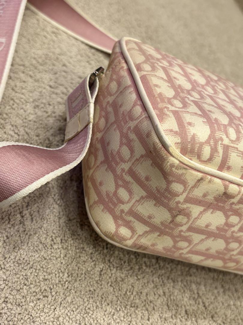 Christian Dior Shoulder Bag Purse Trotter No.1 Canvas Pink Authentic
