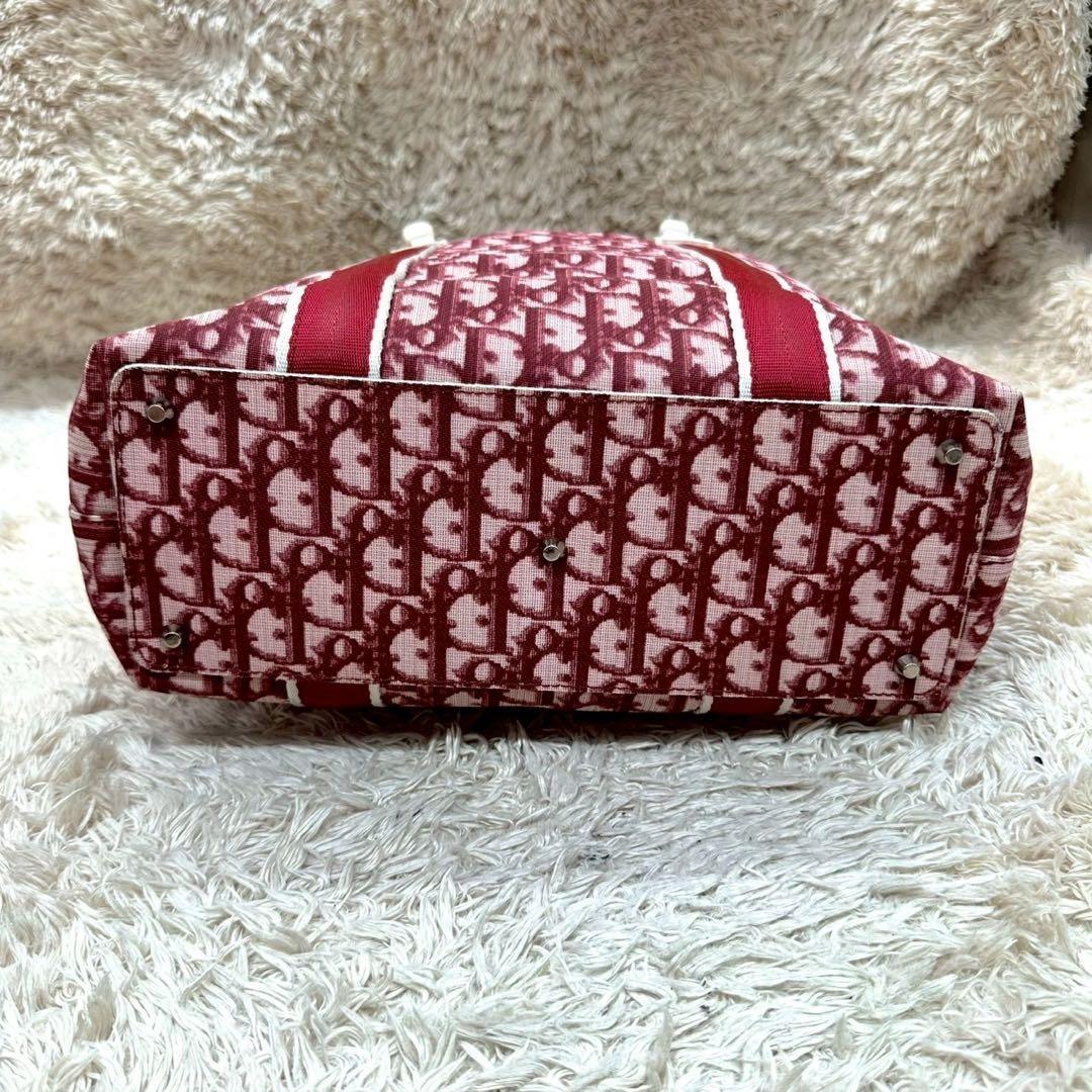 Christian Dior Hand Bag Tote Purse Trotter Canvas Red Authentic