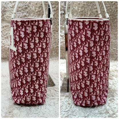 Christian Dior Hand Bag Tote Purse Trotter Canvas Red Authentic