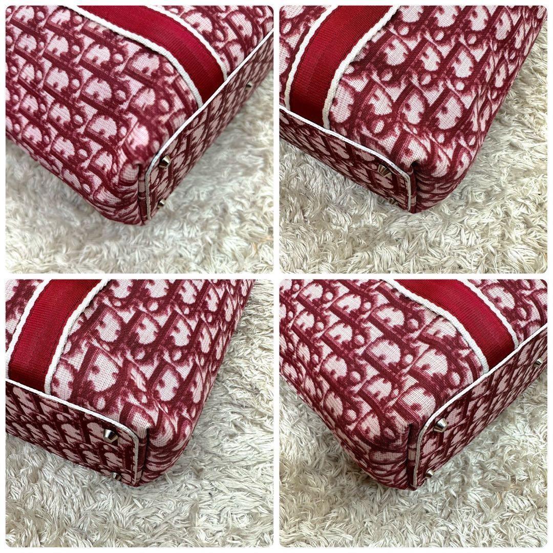 Christian Dior Hand Bag Tote Purse Trotter Canvas Red Authentic
