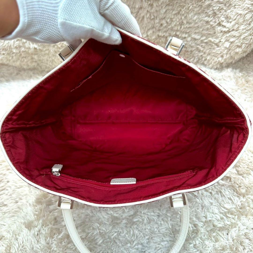 Christian Dior Hand Bag Tote Purse Trotter Canvas Red Authentic