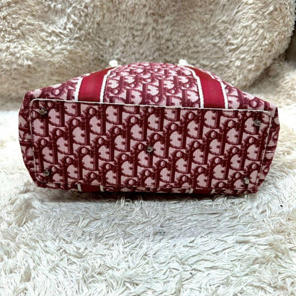 Christian Dior Hand Bag Tote Purse Trotter Canvas Red Authentic