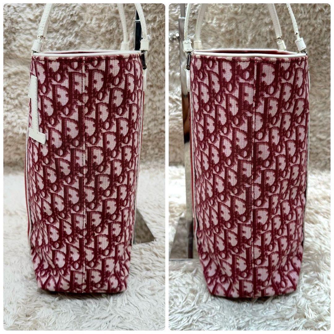 Christian Dior Hand Bag Tote Purse Trotter Canvas Red Authentic