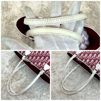 Christian Dior Hand Bag Tote Purse Trotter Canvas Red Authentic