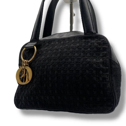 Christian Dior Hand Bag Tote Purse Cannage Nylon Black Authentic
