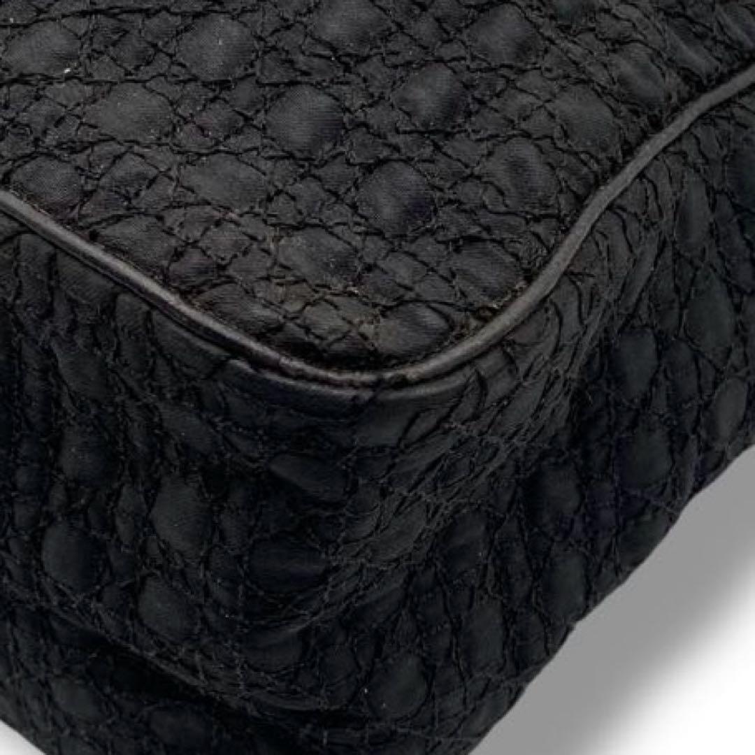 Christian Dior Hand Bag Tote Purse Cannage Nylon Black Authentic