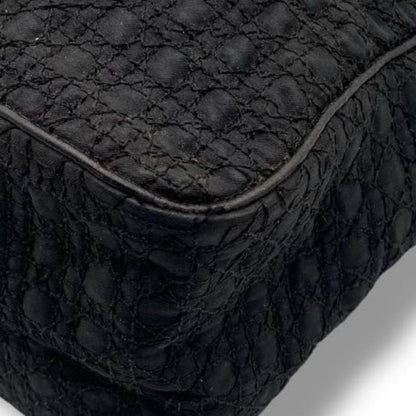 Christian Dior Hand Bag Tote Purse Cannage Nylon Black Authentic