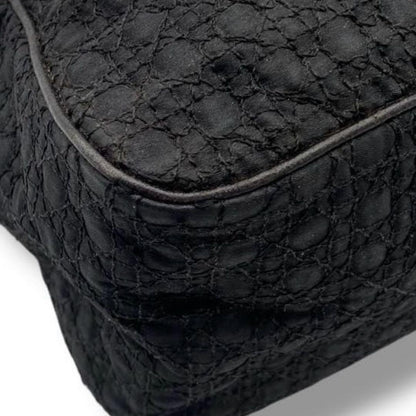 Christian Dior Hand Bag Tote Purse Cannage Nylon Black Authentic