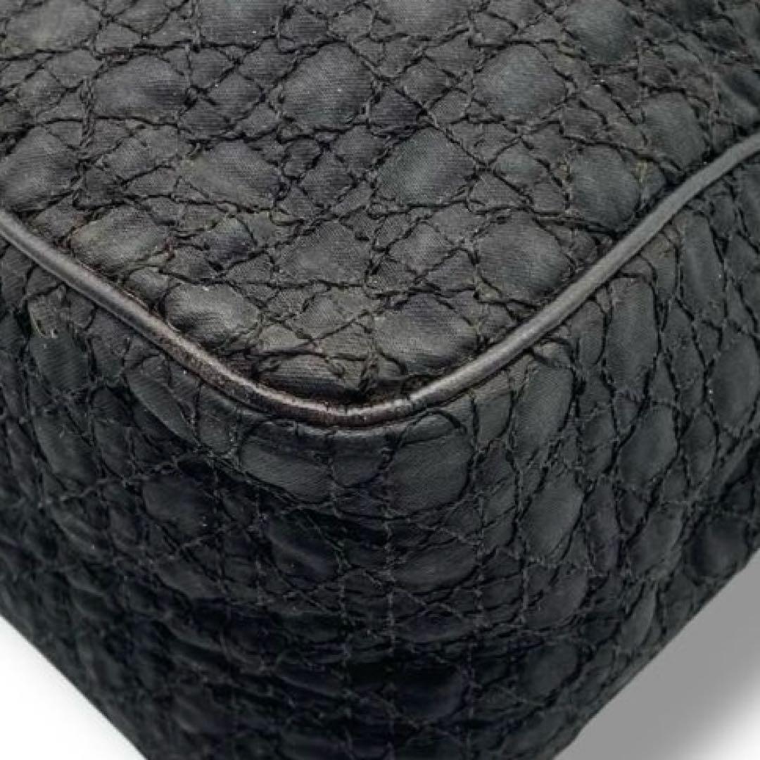 Christian Dior Hand Bag Tote Purse Cannage Nylon Black Authentic
