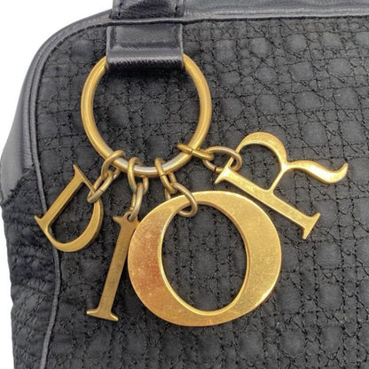 Christian Dior Hand Bag Tote Purse Cannage Nylon Black Authentic