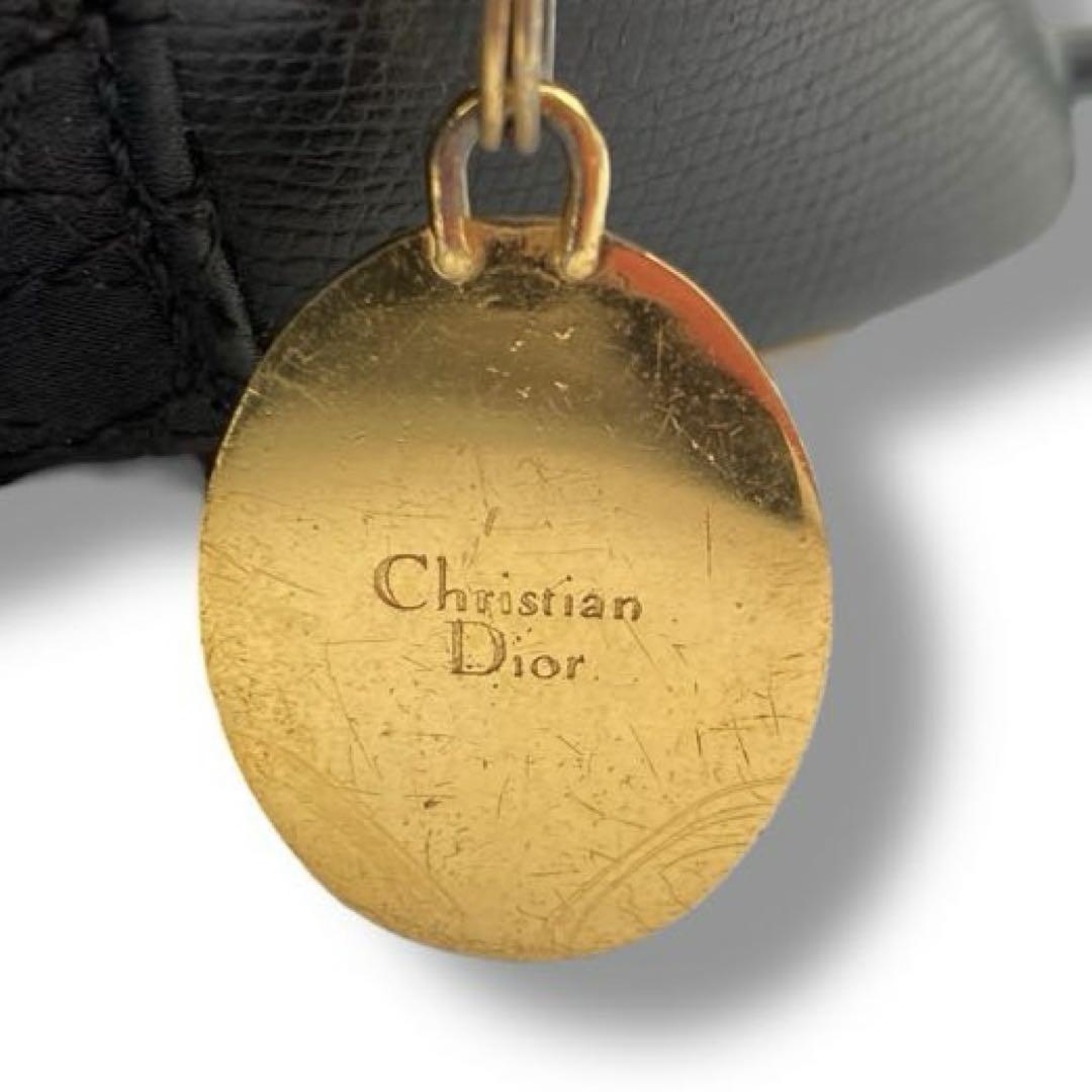 Christian Dior Hand Bag Tote Purse Cannage Nylon Black Authentic