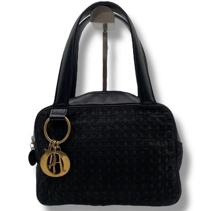 Christian Dior Hand Bag Tote Purse Cannage Nylon Black Authentic