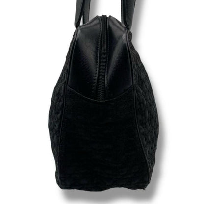 Christian Dior Hand Bag Tote Purse Cannage Nylon Black Authentic