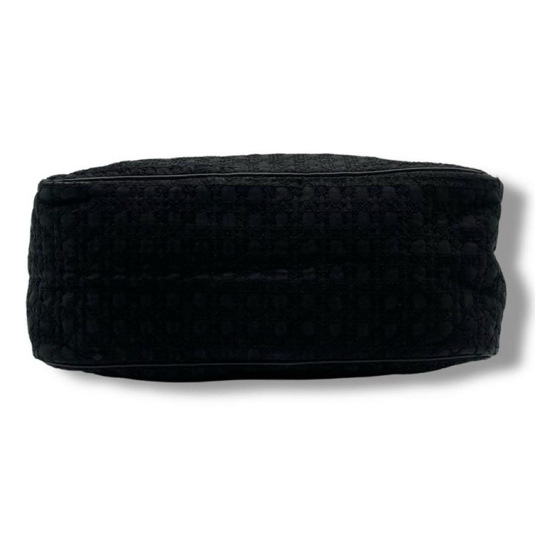 Christian Dior Hand Bag Tote Purse Cannage Nylon Black Authentic