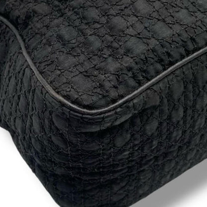 Christian Dior Hand Bag Tote Purse Cannage Nylon Black Authentic