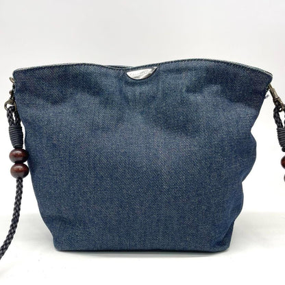 Christian Dior Shoulder Bag Purse Denim Leather Navy Authentic