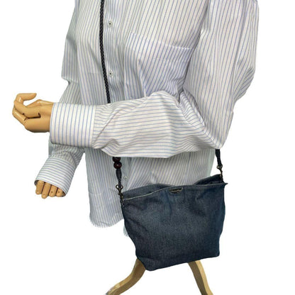 Christian Dior Shoulder Bag Purse Denim Leather Navy Authentic