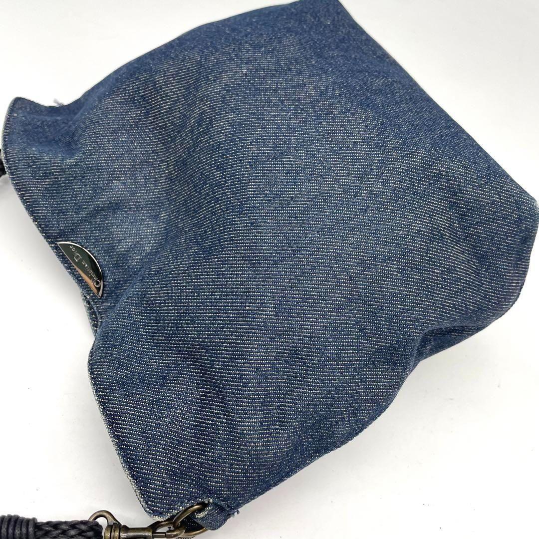 Christian Dior Shoulder Bag Purse Denim Leather Navy Authentic