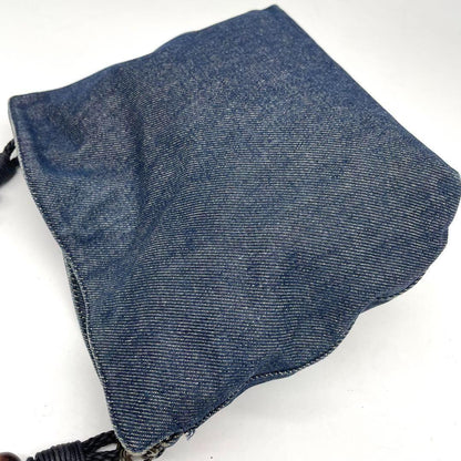 Christian Dior Shoulder Bag Purse Denim Leather Navy Authentic