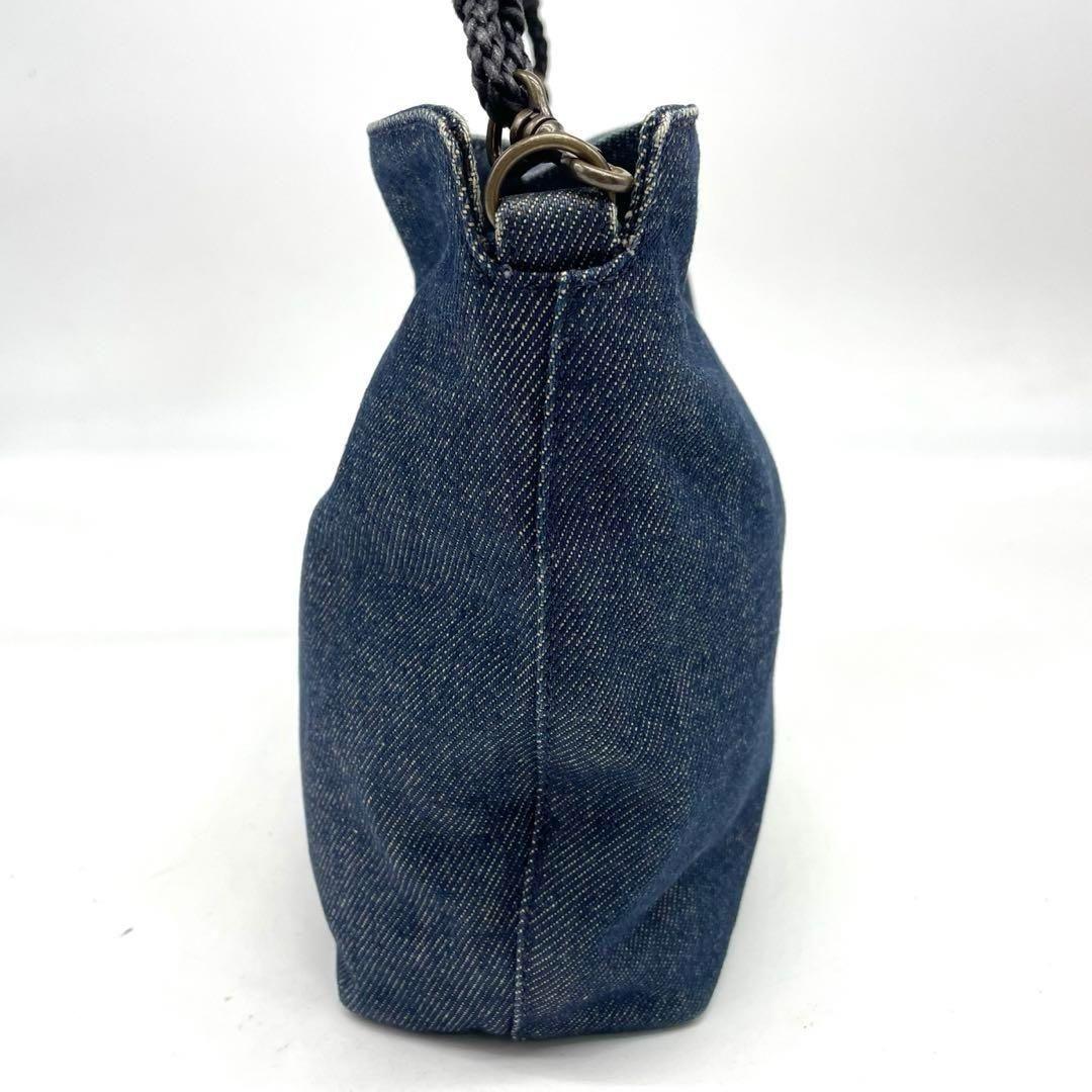 Christian Dior Shoulder Bag Purse Denim Leather Navy Authentic