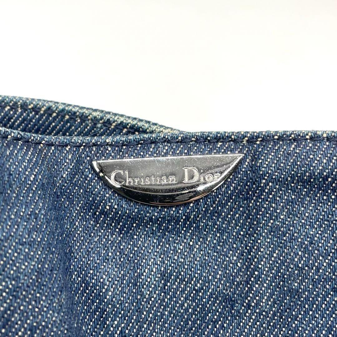 Christian Dior Shoulder Bag Purse Denim Leather Navy Authentic