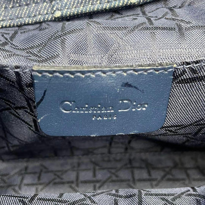 Christian Dior Shoulder Bag Purse Denim Leather Navy Authentic
