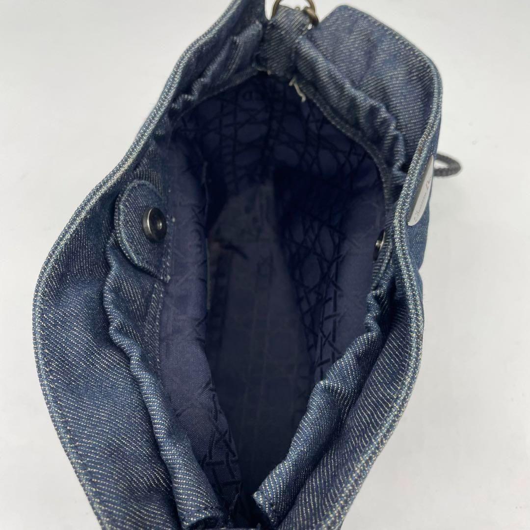 Christian Dior Shoulder Bag Purse Denim Leather Navy Authentic