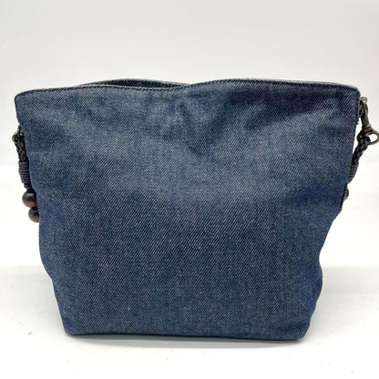 Christian Dior Shoulder Bag Purse Denim Leather Navy Authentic