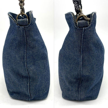 Christian Dior Shoulder Bag Purse Denim Leather Navy Authentic