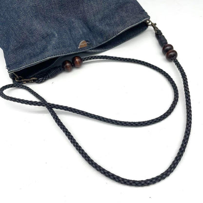 Christian Dior Shoulder Bag Purse Denim Leather Navy Authentic