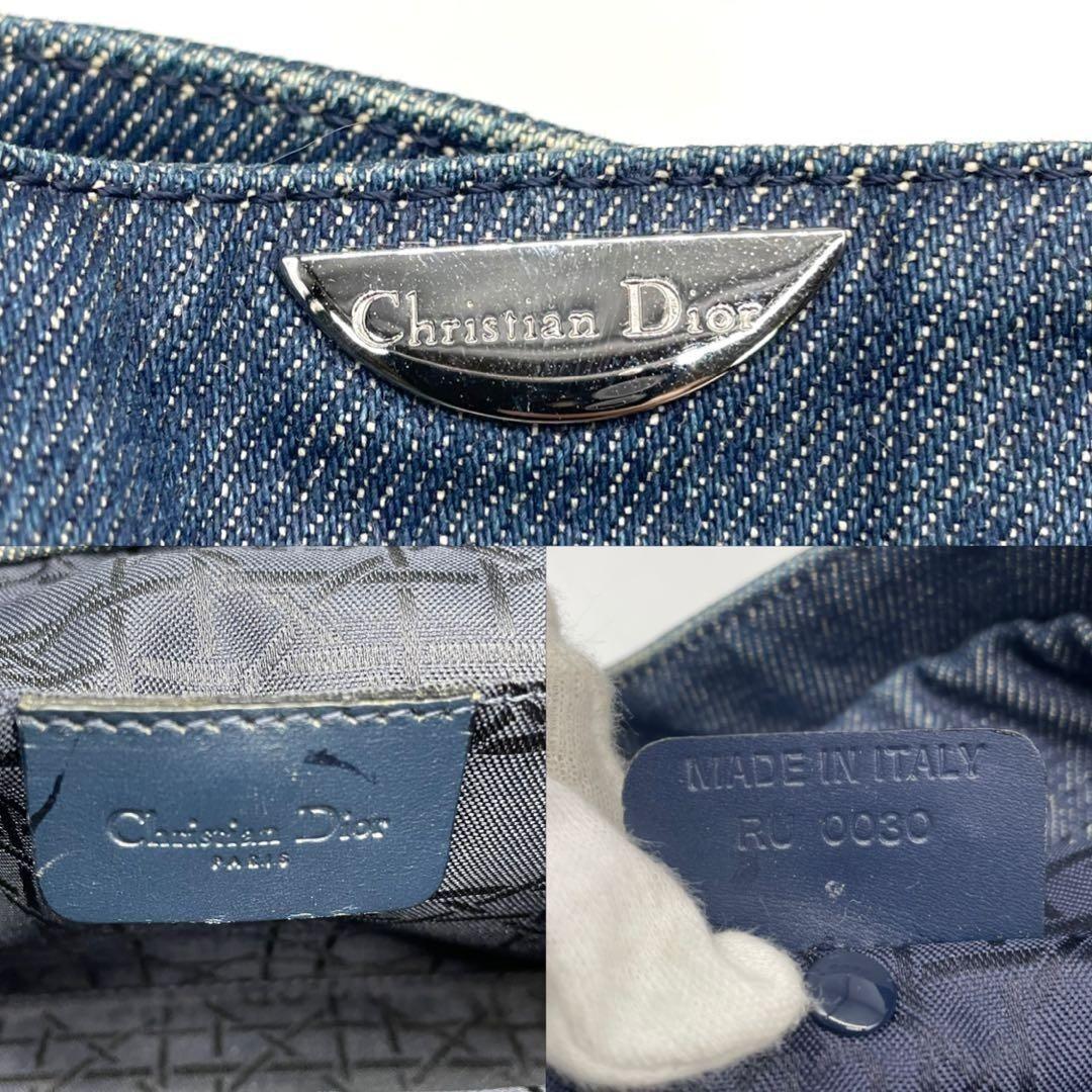 Christian Dior Shoulder Bag Purse Denim Leather Navy Authentic