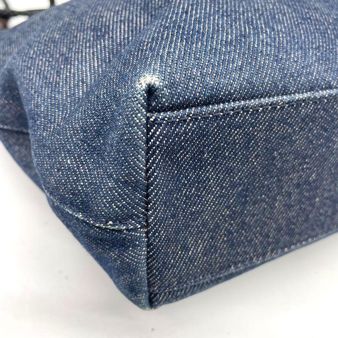 Christian Dior Shoulder Bag Purse Denim Leather Navy Authentic