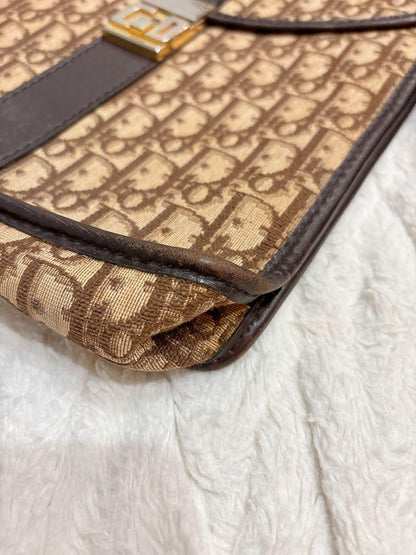 Christian Dior Shoulder Bag Purse Trotter Brown Authentic