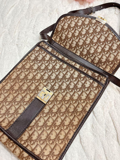Christian Dior Shoulder Bag Purse Trotter Brown Authentic