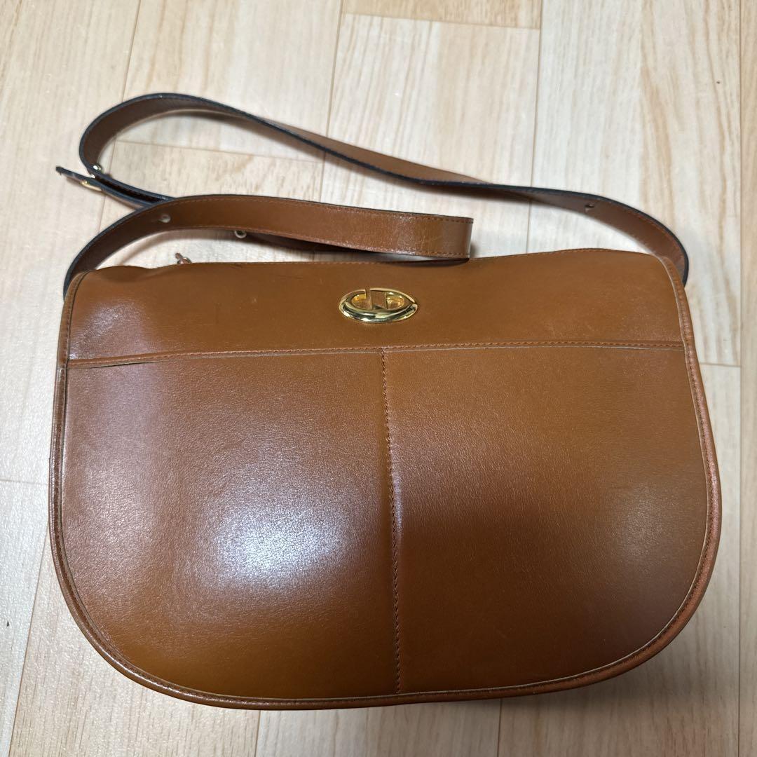 Christian Dior Shoulder Bag Purse CD Brown Authentic
