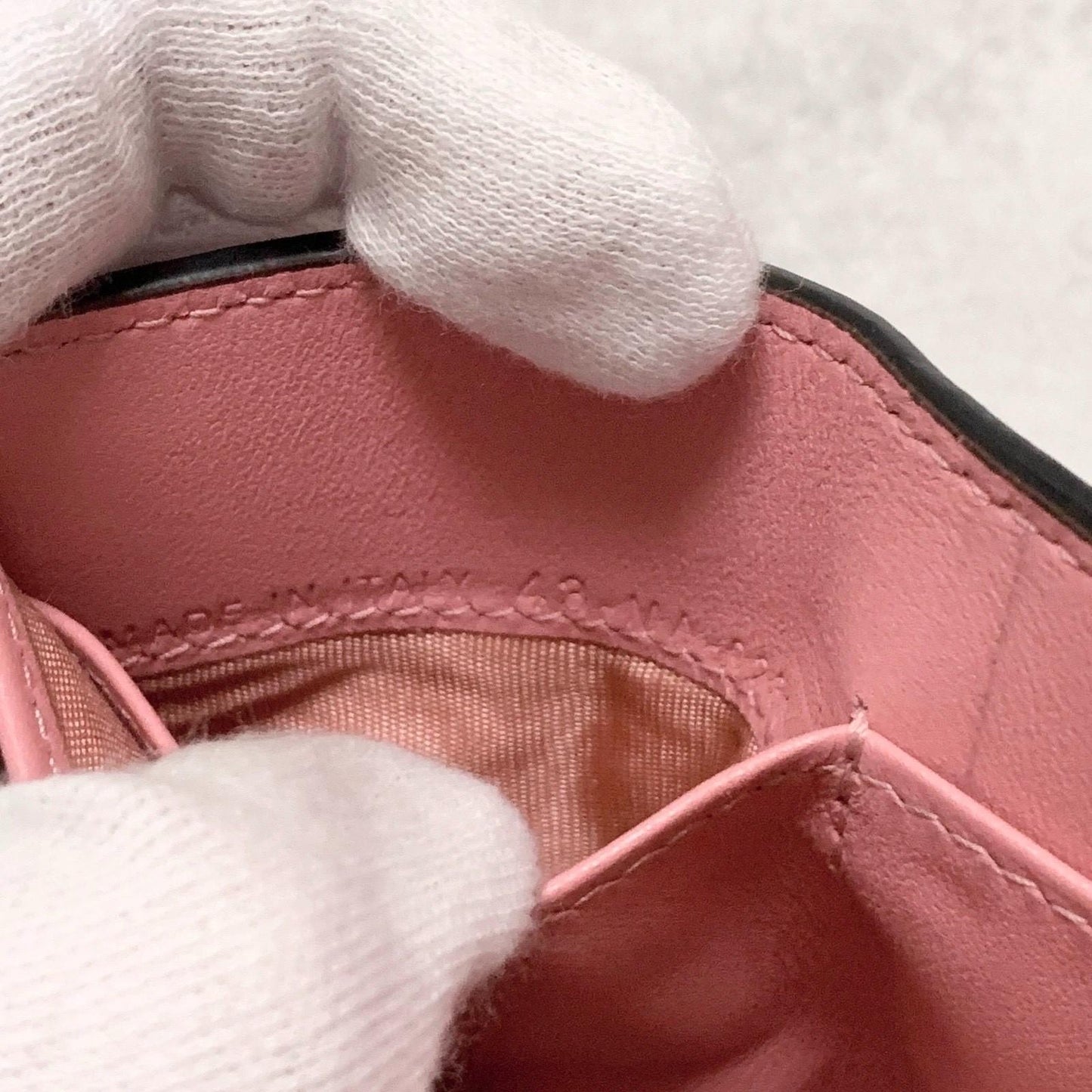 Christian Dior Wallet Saddle Charm Tri-fold Compact Purse Leather Pink Gold Auth