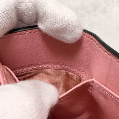 Christian Dior Wallet Saddle Charm Tri-fold Compact Purse Leather Pink Gold Auth