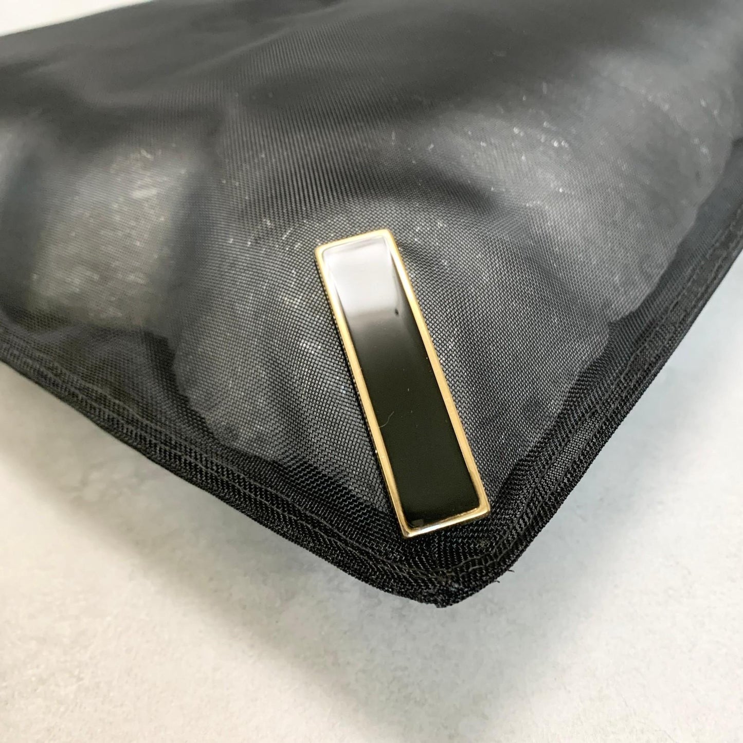 FENDI Handbag Tote Bag Purse Mesh Leather Black Gold Used Women's Authentic