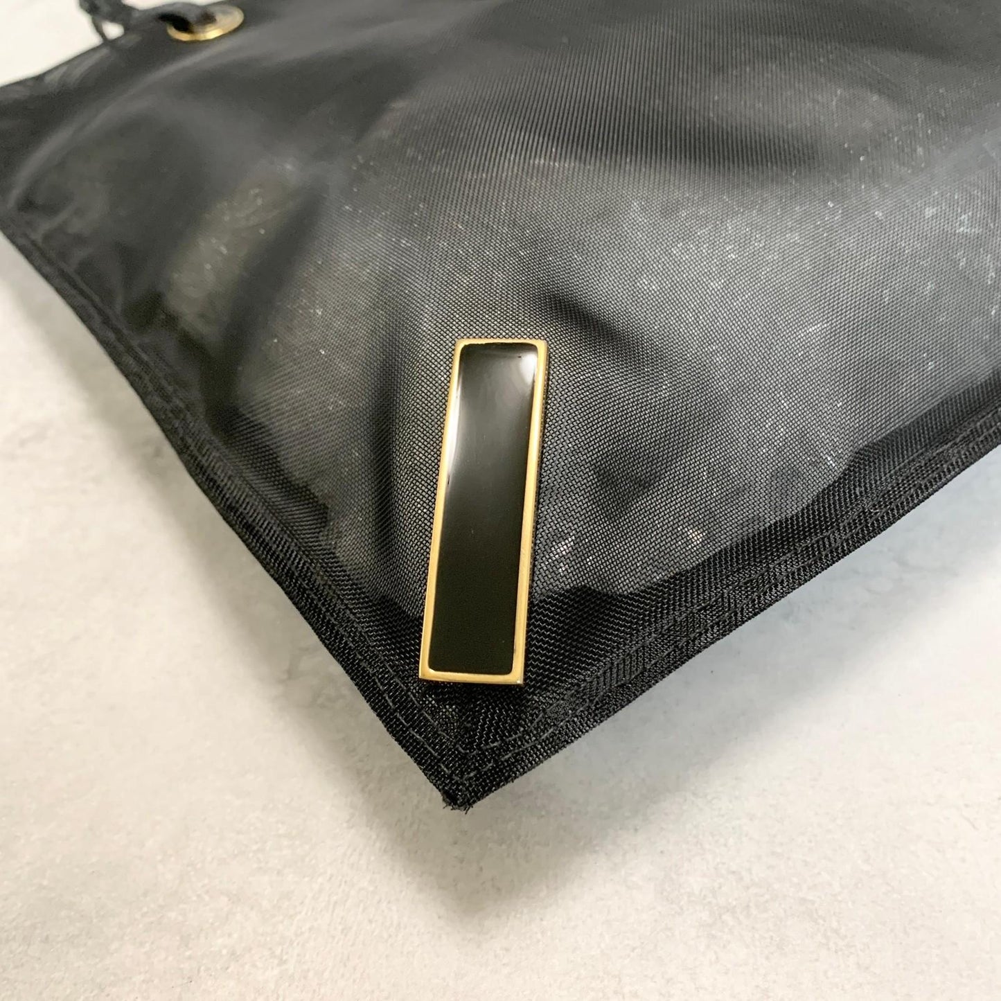 FENDI Handbag Tote Bag Purse Mesh Leather Black Gold Used Women's Authentic