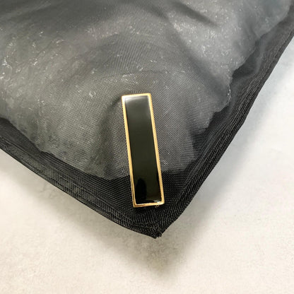 FENDI Handbag Tote Bag Purse Mesh Leather Black Gold Used Women's Authentic